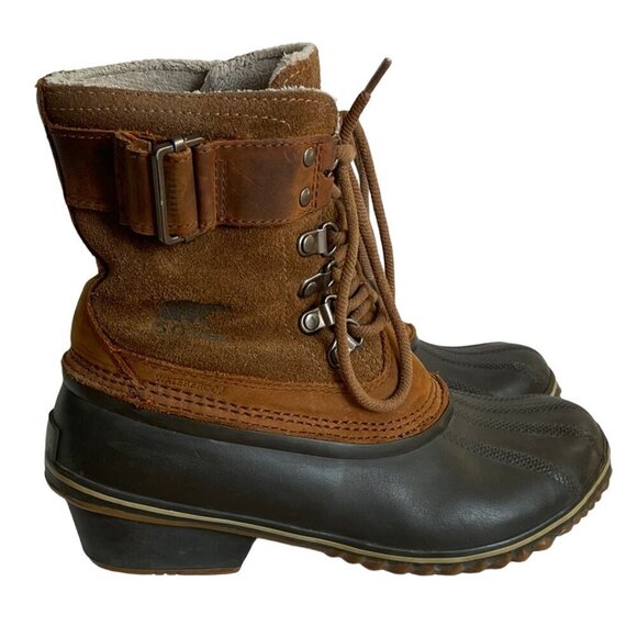 Sorel Fancy Lace II Duck Boots Brown NL2125-286 Women's Size 7, Waterproof Rain - Picture 1 of 16